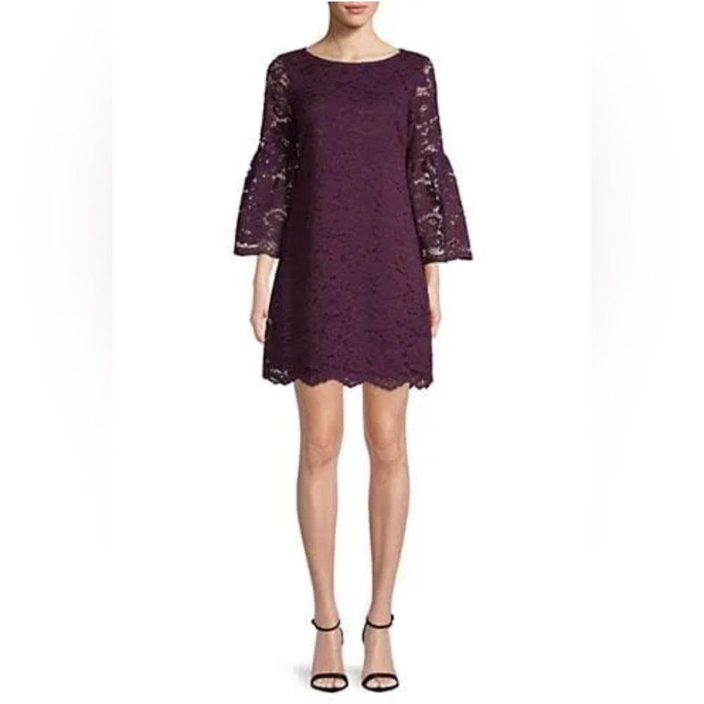 NWT Vince Camuto Plum Lace Bell Sleeve Dress Sz 6